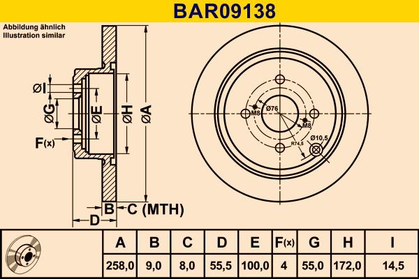 Barum BAR09138 - Гальмівний диск autozip.com.ua