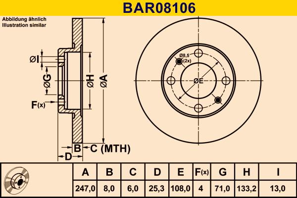 Barum BAR08106 - Гальмівний диск autozip.com.ua