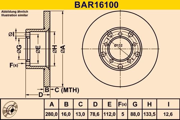 Barum BAR16100 - Гальмівний диск autozip.com.ua
