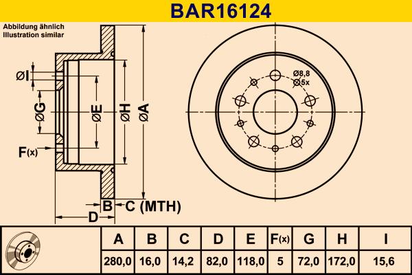 Barum BAR16124 - Гальмівний диск autozip.com.ua