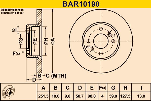 Barum BAR10190 - Гальмівний диск autozip.com.ua