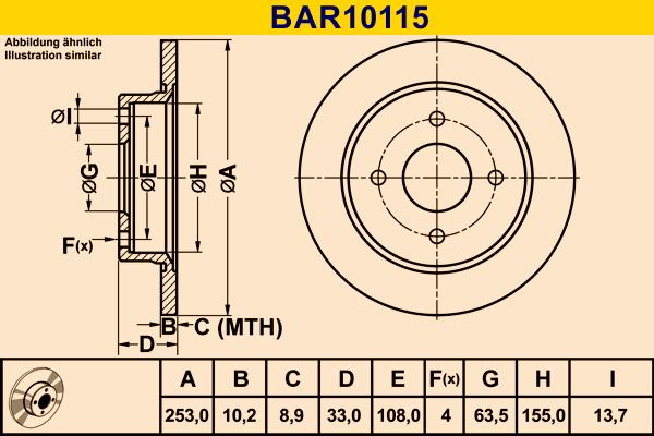 Barum BAR10115 - Гальмівний диск autozip.com.ua