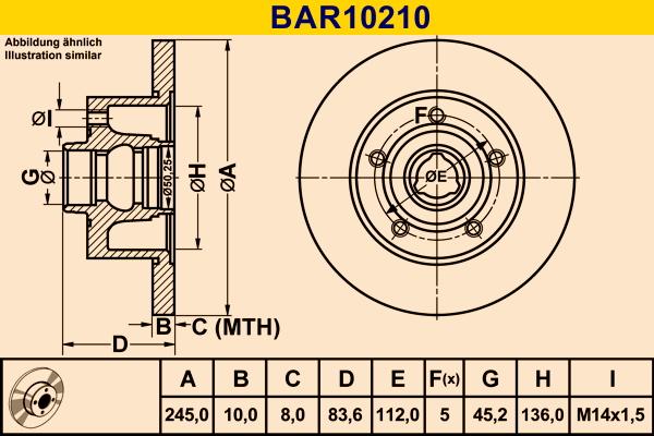 Barum BAR10210 - Гальмівний диск autozip.com.ua