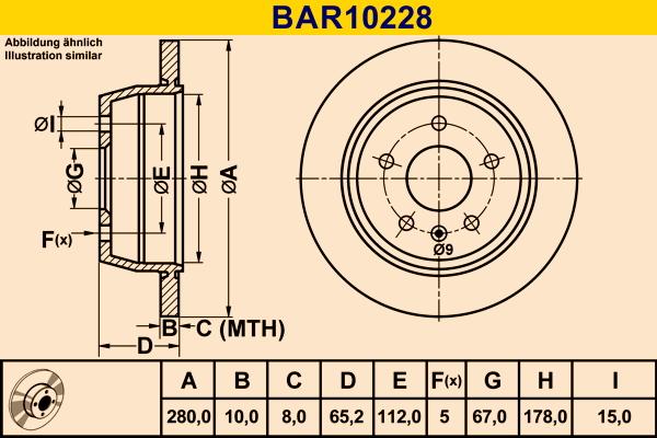 Barum BAR10228 - Гальмівний диск autozip.com.ua