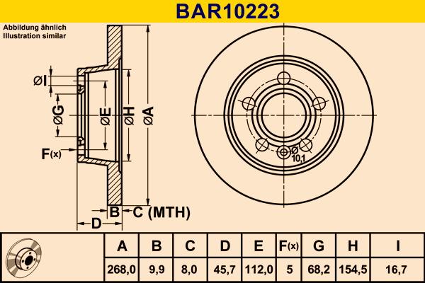 Barum BAR10223 - Гальмівний диск autozip.com.ua