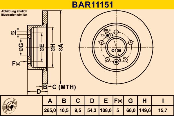 Barum BAR11151 - Гальмівний диск autozip.com.ua