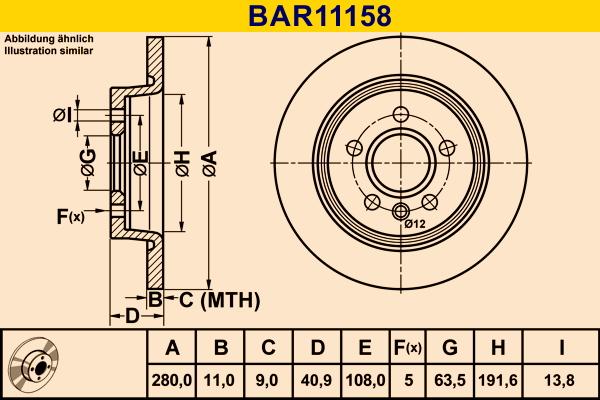Barum BAR11158 - Гальмівний диск autozip.com.ua