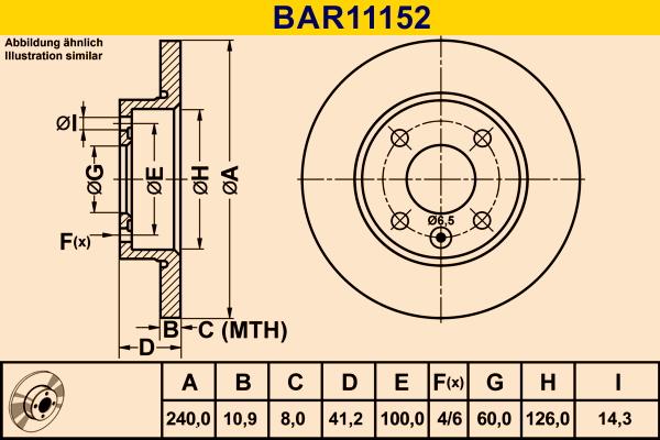 Barum BAR11152 - Гальмівний диск autozip.com.ua