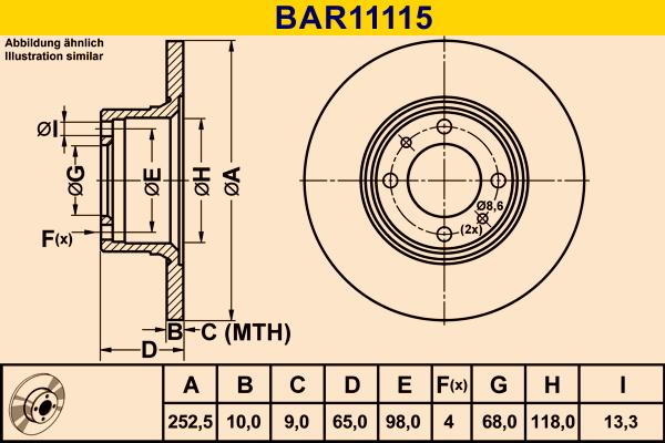 Barum BAR11115 - Гальмівний диск autozip.com.ua