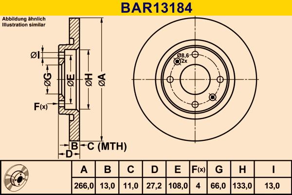 Barum BAR13184 - Гальмівний диск autozip.com.ua