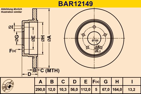 Barum BAR12149 - Гальмівний диск autozip.com.ua
