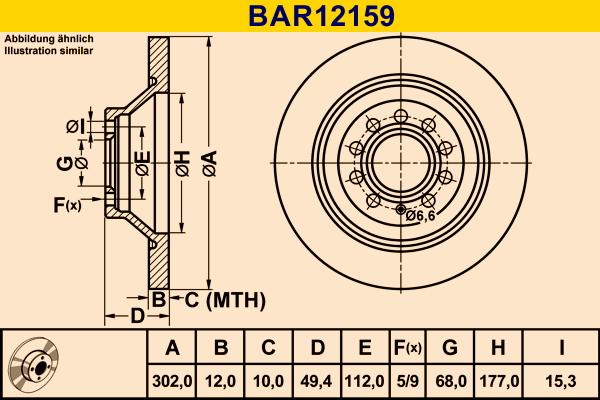 Barum BAR12159 - Гальмівний диск autozip.com.ua