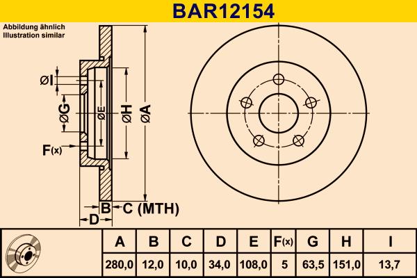 Barum BAR12154 - Гальмівний диск autozip.com.ua