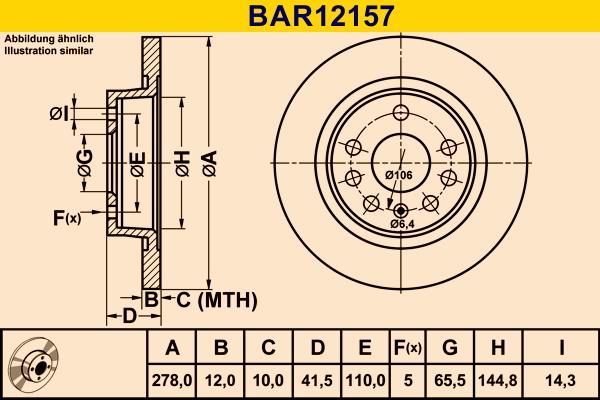 Barum BAR12157 - Гальмівний диск autozip.com.ua