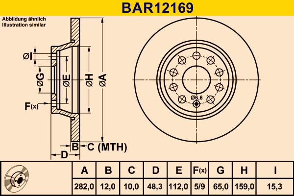 Barum BAR12169 - Гальмівний диск autozip.com.ua