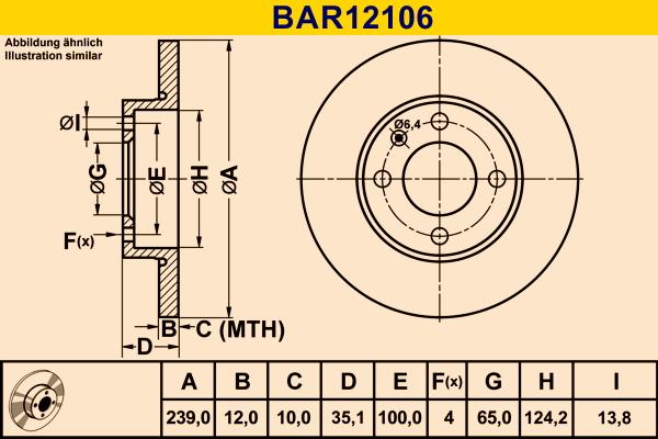 Barum BAR12106 - Гальмівний диск autozip.com.ua
