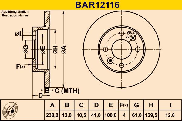 Barum BAR12116 - Гальмівний диск autozip.com.ua