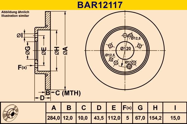 Barum BAR12117 - Гальмівний диск autozip.com.ua