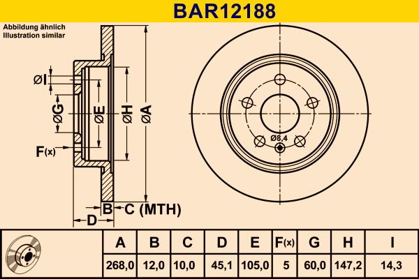 Barum BAR12188 - Гальмівний диск autozip.com.ua