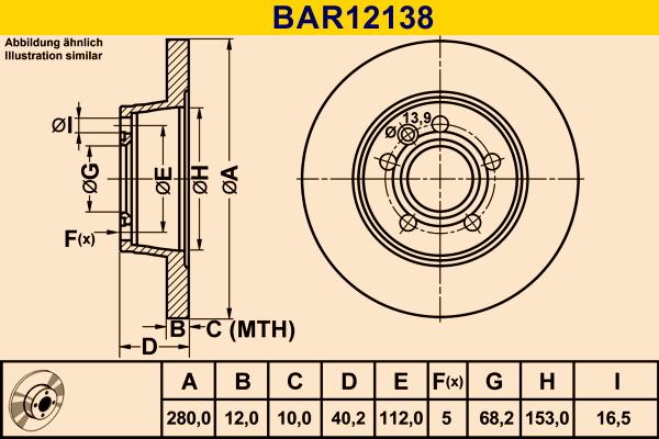 Barum BAR12138 - Гальмівний диск autozip.com.ua