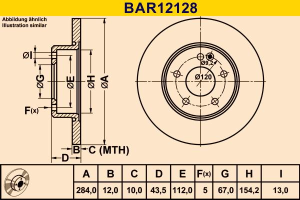 Barum BAR12128 - Гальмівний диск autozip.com.ua