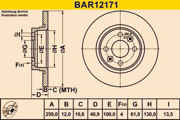 Barum BAR12171 - Гальмівний диск autozip.com.ua