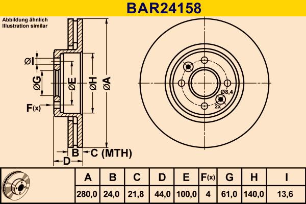 Barum BAR24158 - Гальмівний диск autozip.com.ua