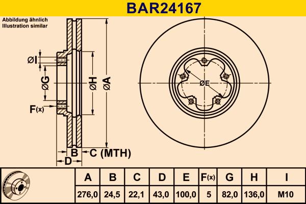 Barum BAR24167 - Гальмівний диск autozip.com.ua