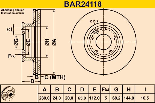 Barum BAR24118 - Гальмівний диск autozip.com.ua