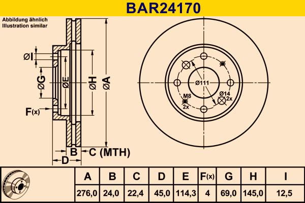 Barum BAR24170 - Гальмівний диск autozip.com.ua