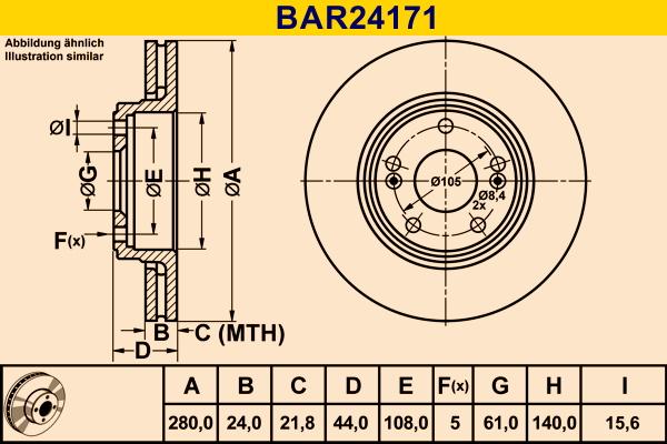 Barum BAR24171 - Гальмівний диск autozip.com.ua