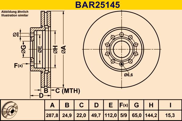 Barum BAR25145 - Гальмівний диск autozip.com.ua