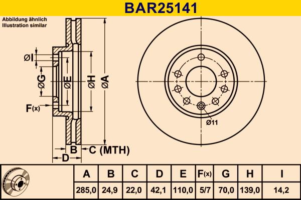 Barum BAR25141 - Гальмівний диск autozip.com.ua