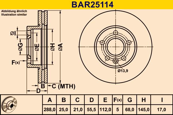 Barum BAR25114 - Гальмівний диск autozip.com.ua