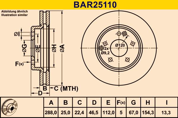 Barum BAR25110 - Гальмівний диск autozip.com.ua