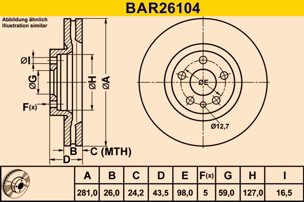 Barum BAR26104 - Гальмівний диск autozip.com.ua