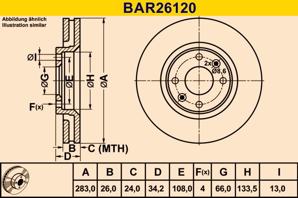 Barum BAR26120 - Гальмівний диск autozip.com.ua