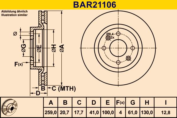 Barum BAR21106 - Гальмівний диск autozip.com.ua