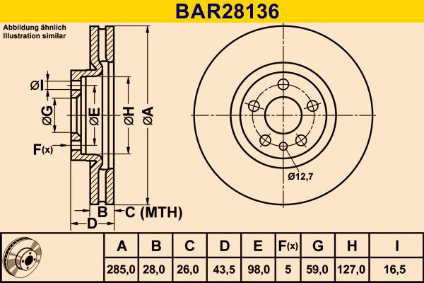 Barum BAR28136 - Гальмівний диск autozip.com.ua