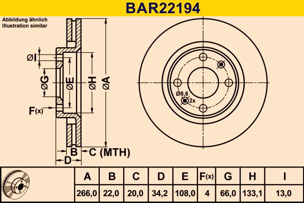 Barum BAR22194 - Гальмівний диск autozip.com.ua