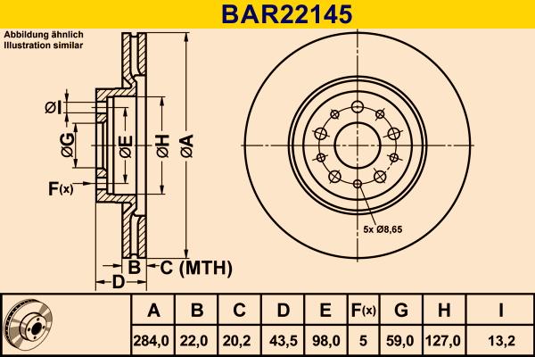 Barum BAR22145 - Гальмівний диск autozip.com.ua