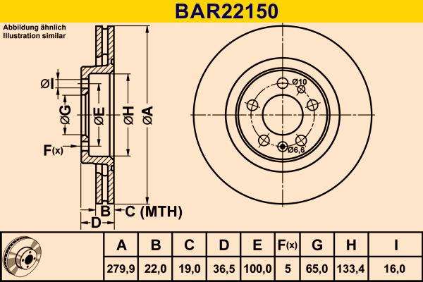Barum BAR22150 - Гальмівний диск autozip.com.ua