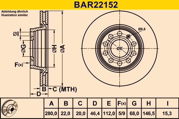 Barum BAR22152 - Гальмівний диск autozip.com.ua