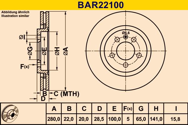 Barum BAR22100 - Гальмівний диск autozip.com.ua