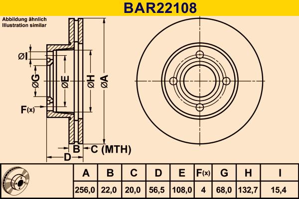 Barum BAR22108 - Гальмівний диск autozip.com.ua