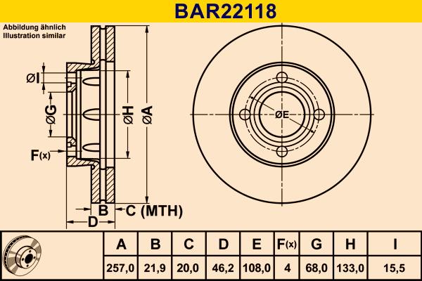 Barum BAR22118 - Гальмівний диск autozip.com.ua