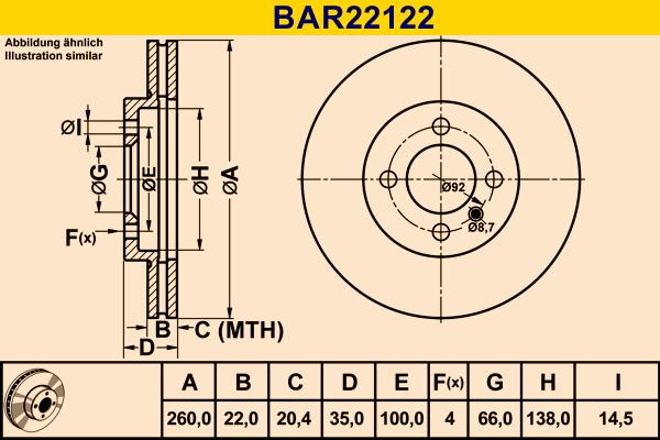 Barum BAR22122 - Гальмівний диск autozip.com.ua