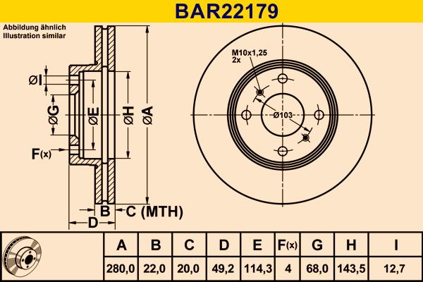 Barum BAR22179 - Гальмівний диск autozip.com.ua