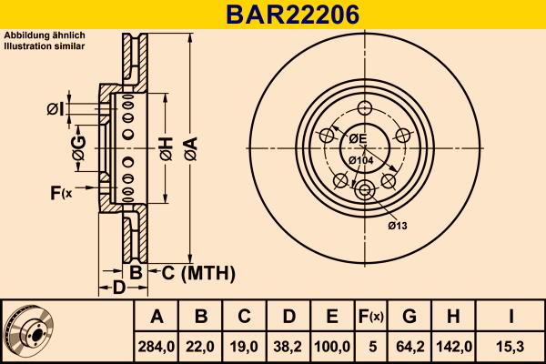 Barum BAR22206 - Гальмівний диск autozip.com.ua