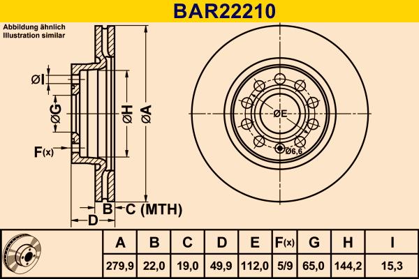 Barum BAR22210 - Гальмівний диск autozip.com.ua